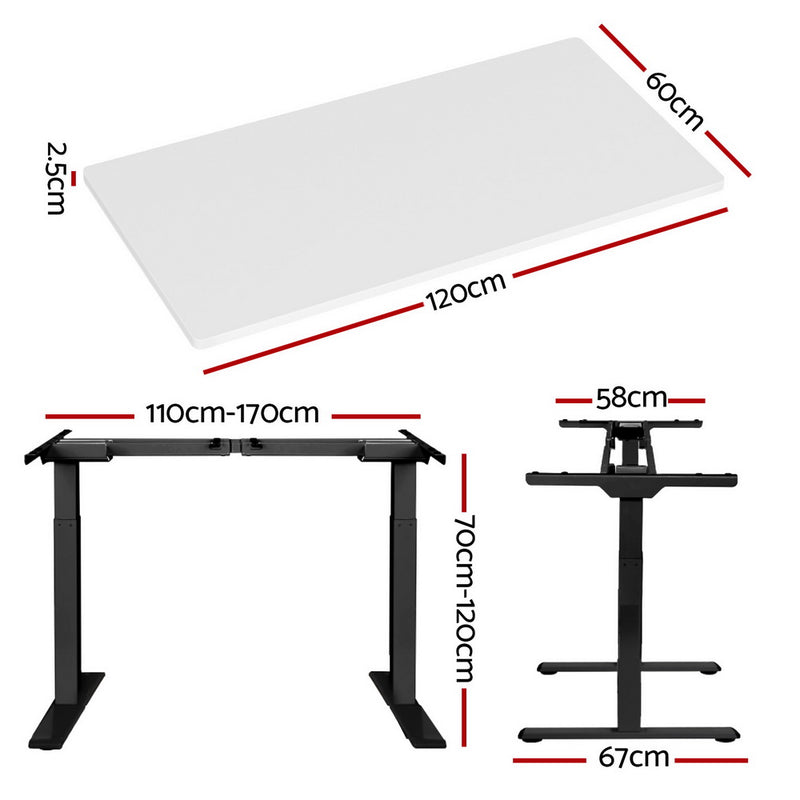 Standing Desk Motorised Dual Motor White 120CM