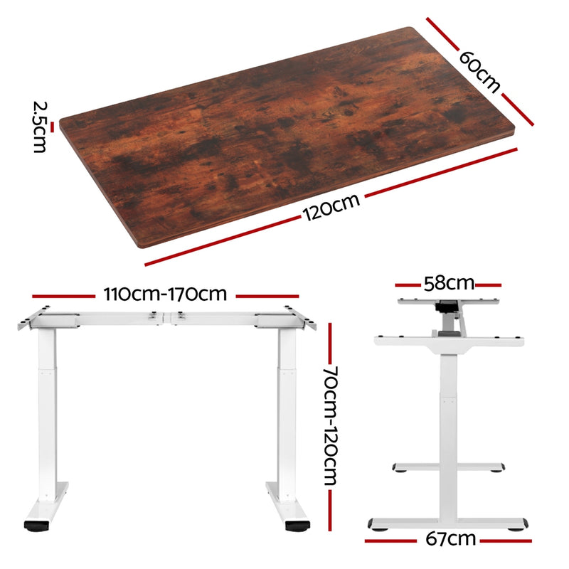 Standing Desk Motorised Dual Motor 120CM Rustic Brown