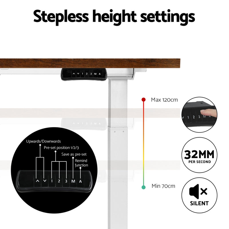 Standing Desk Motorised Dual Motor 120CM Rustic Brown