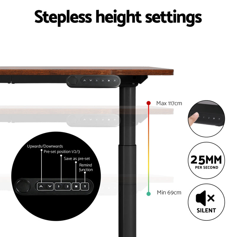 Standing Desk Motorised Electric Dual Motor Rustic Brown 120CM