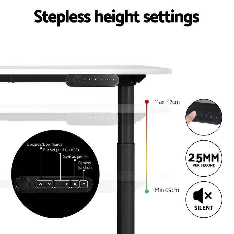 Standing Desk Motorised Electric Dual Motor White 140CM
