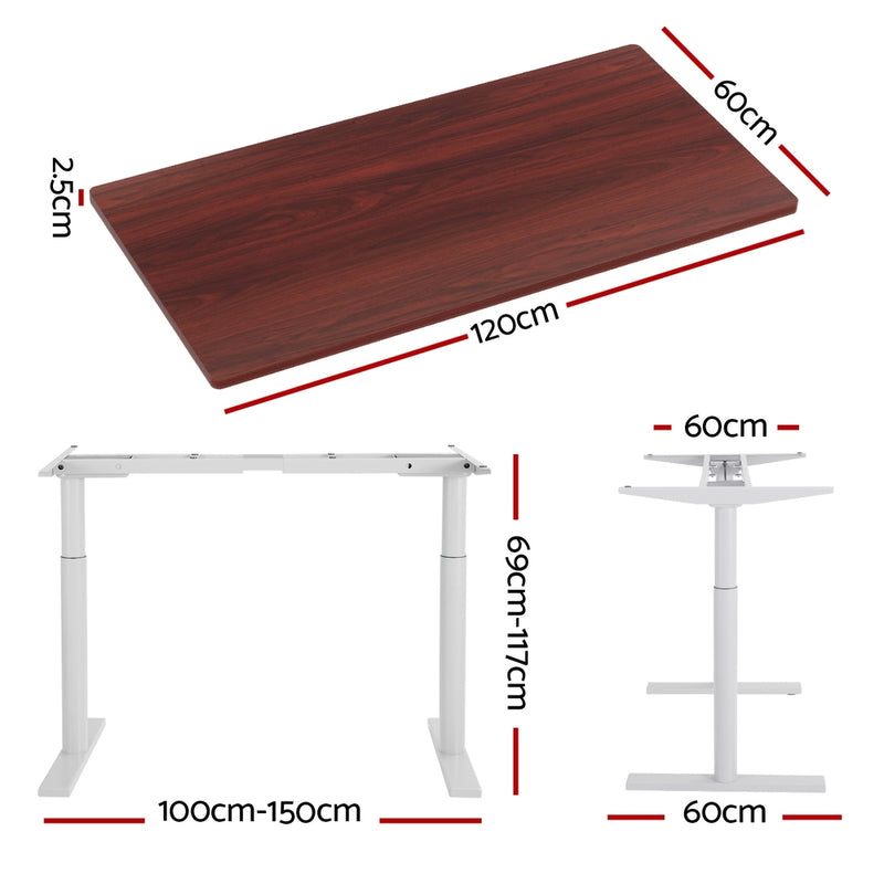 Standing Desk Motorised Electric Dual Motor 120CM Walnut