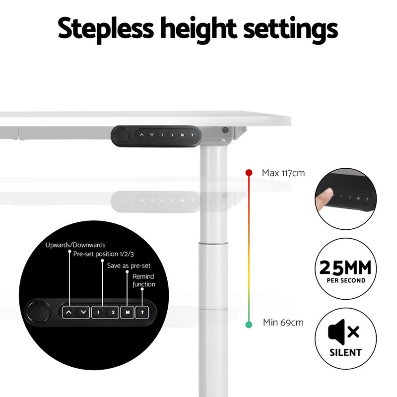 Standing Desk Motorised Electric Dual Motor 140CM White
