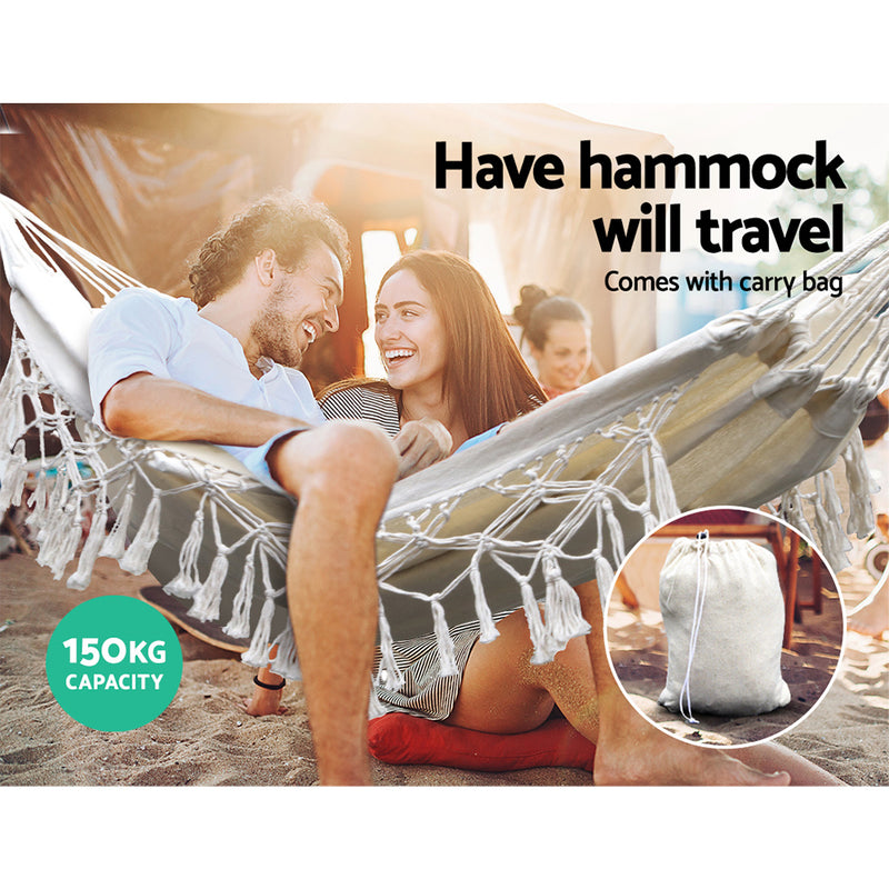 Gardeon Hammock Bed Rope Tassel Outdoor Hammocks Chair Camping