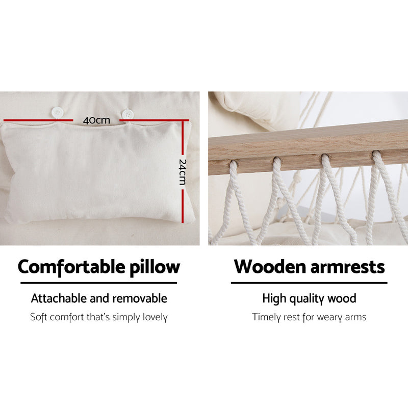 Hammock Chair Hanging with Armrest Camping Hammocks Cream