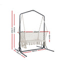 Hammock Chair with Stand Macrame Outdoor Garden 2 Seater Cream