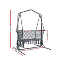 Hammock Chair with Stand Macrame Outdoor Garden 2 Seater Grey