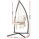 Hammock Chair with Steel Stand Macrame Outdoor Swinging Cream