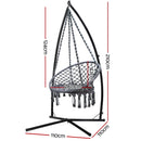 Hammock Chair with Steel Stand Macrame Outdoor Swinging Grey