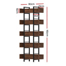 Bookshelf 5-Tier Bookcase Display Shelves Metal Storage Stand Rack Walnut
