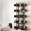 Bookshelf 5-Tier Bookcase Display Shelves Metal Storage Stand Rack Walnut