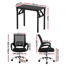 Computer Desk Mesh Office Chair Set Foldable Home Study Table Black