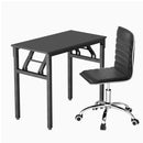 Computer Desk Office Chair PU Leather Set Foldable Home Study Table Black