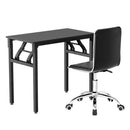 Computer Desk Office Chair PU Leather Set Foldable Home Study Table Black