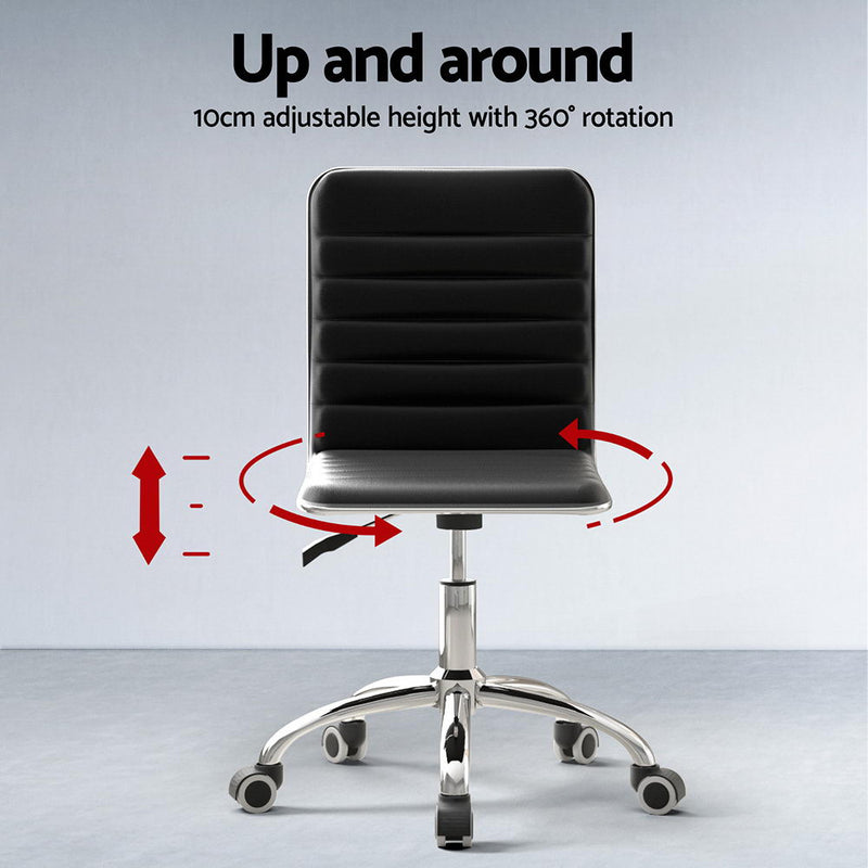 Computer Desk Office Chair PU Leather Set Foldable Home Study Table Black
