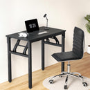 Computer Desk Office Chair PU Leather Set Foldable Home Study Table Black