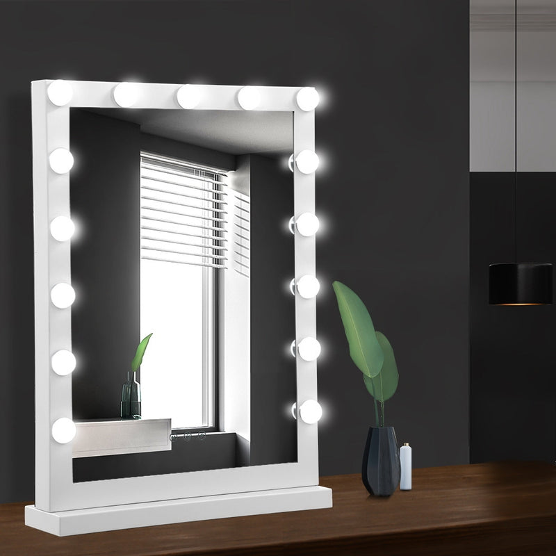 Embellir Makeup Mirror 43x61cm Hollywood Vanity with LED Light Tabletop White