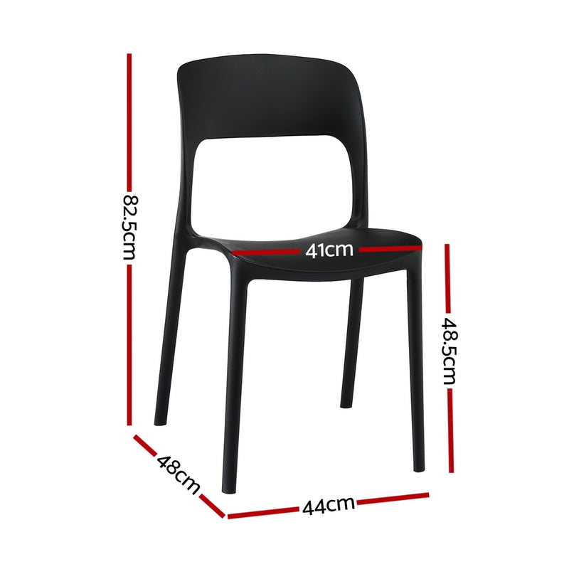 \4PC Outdoor Dining Chairs Stackable PP Patio Chair Garden Furniture Black