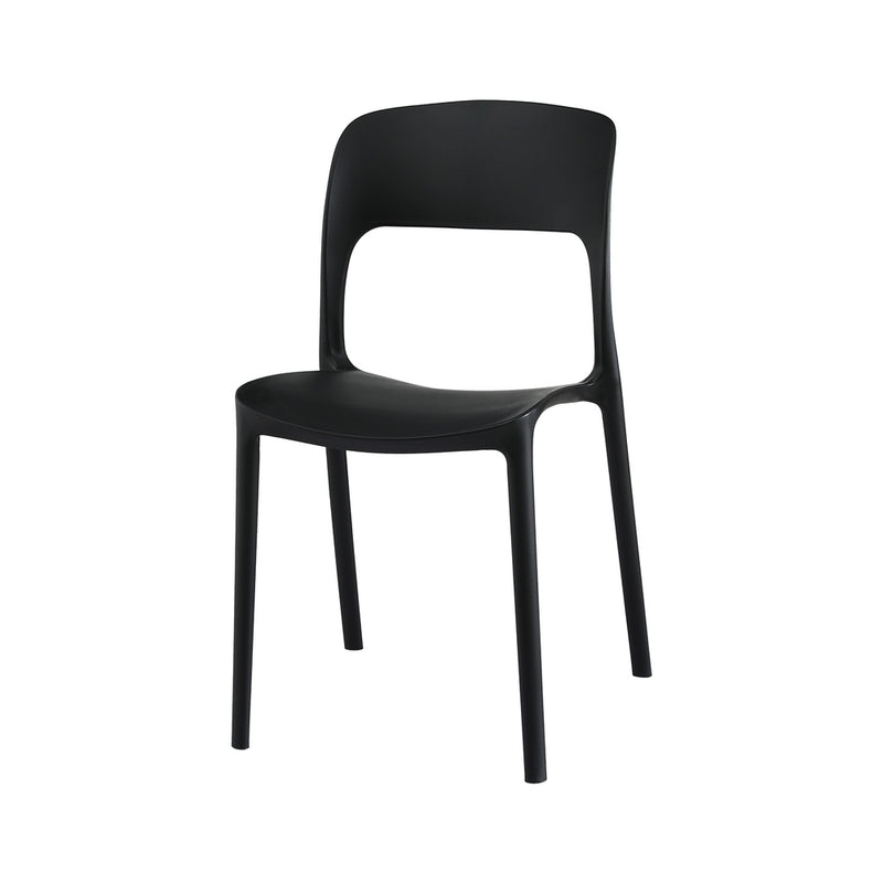 \4PC Outdoor Dining Chairs Stackable PP Patio Chair Garden Furniture Black