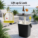 Gardeon 2-in-1 Outdoor Bar Table Portable Wine Cooler 15L Ice Bucket Tong Black