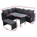 Gardeon Outdoor Dining Set Sofa Lounge Setting Chairs Table Bench Black Cover