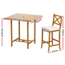 5-Piece Outdoor Bar Set Acacia Wood Bistro Patio Table Stools