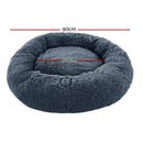 Pet Bed 90cm Large Calming Soft Plush - Dark Grey