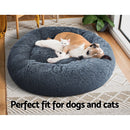 Pet Bed 90cm Large Calming Soft Plush - Dark Grey