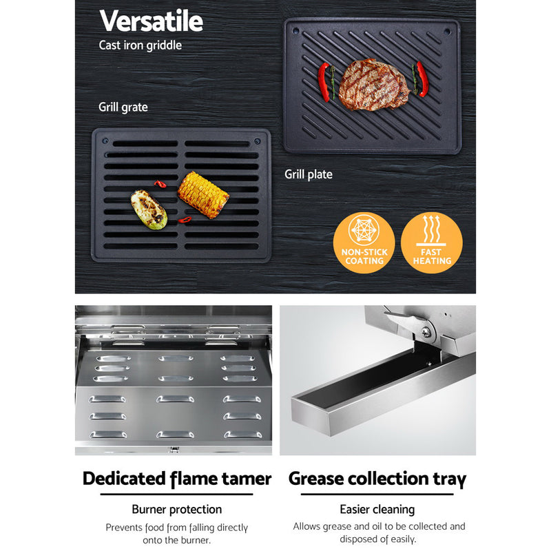 Portable Gas BBQ Grill 2 Burners with 2 Plates