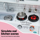 Kids Wooden Pretend Kitchen Play Set Cooking Toys Pot Ice Cup Oven Blackboard 80CM White