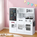 Kids Wooden Pretend Kitchen Play Set Cooking Toys Pot Ice Cup Oven Blackboard 80CM White