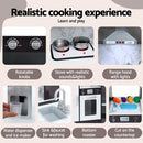 Kids Kitchen Play Set Wooden Pretend Cooking Playset w/Sounds Lights Black