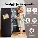 Kids Kitchen Play Set Wooden Pretend Cooking Playset w/Sounds Lights Black