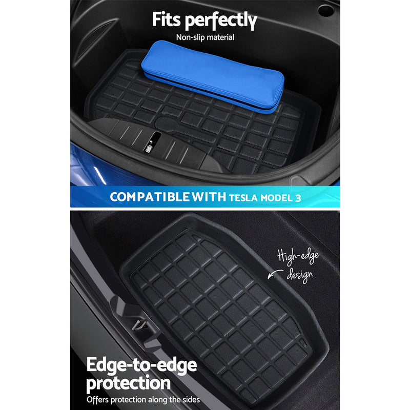 Tesla Model 3 Car Rubber Floor Mats Trunk Toolbox Cargo Mat Carpet