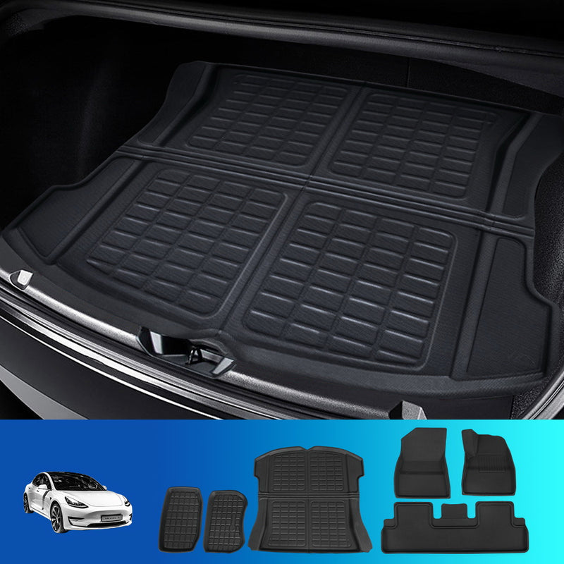 Tesla Model 3 Car Rubber Floor Mats Trunk Toolbox Cargo Mat Carpet