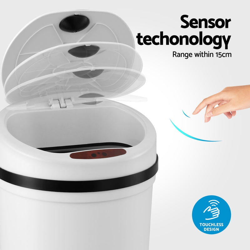 Sensor Bin Motion Rubbish Bins Kitchen Automatic Trash Can White 9L