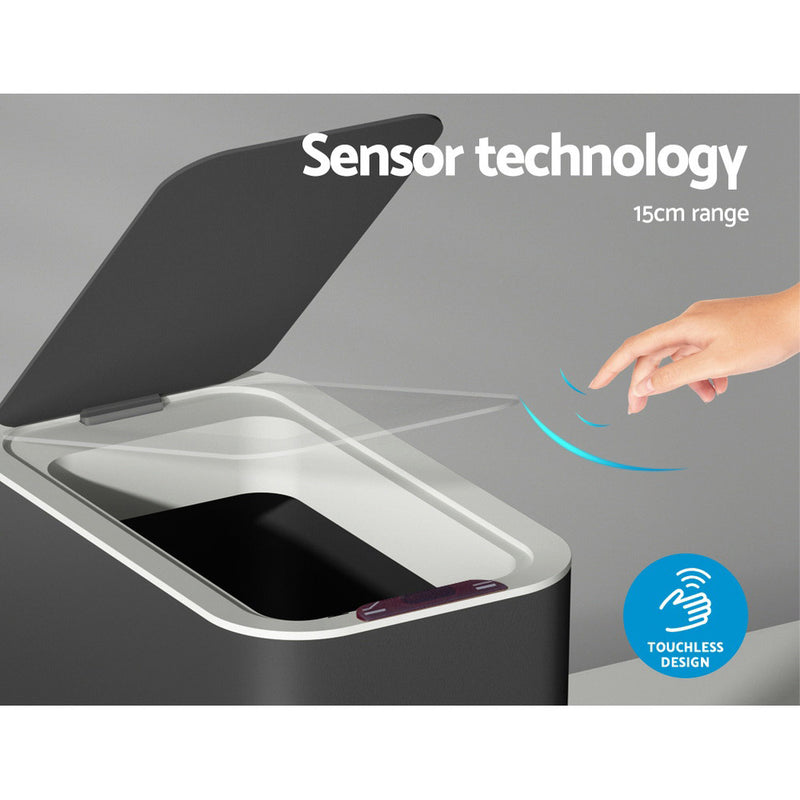 9L Motion Sensor Bin Rubbish Automatic Ash Black