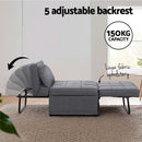 Artiss Sofa Bed Lounge Convertible Ottoman 1 Seater Couch Recliner Linen Grey