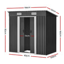 Garden Shed 1.94x1.21M w/Metal Base Sheds Outdoor Storage Tool Steel House Sliding Door