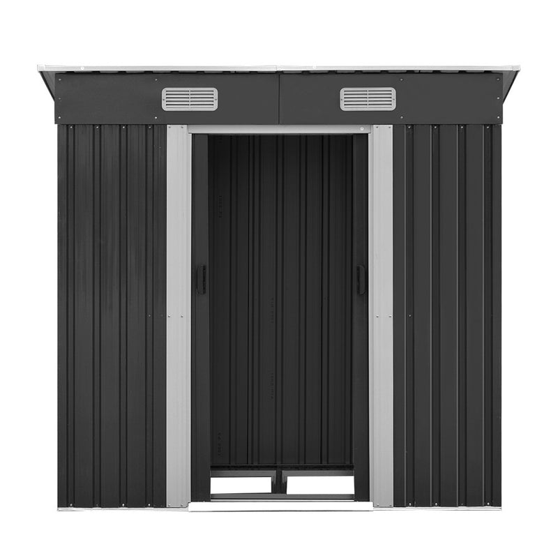 Garden Shed 1.94x1.21M w/Metal Base Sheds Outdoor Storage Tool Steel House Sliding Door