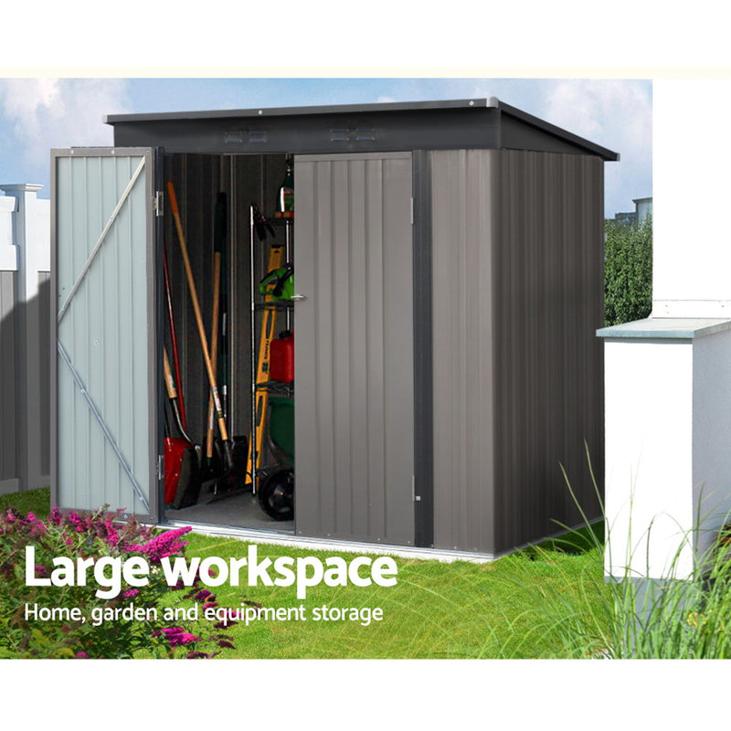 Garden Shed 1.95x1.31M Sheds Outdoor Storage Steel Workshop House Tool Double Door