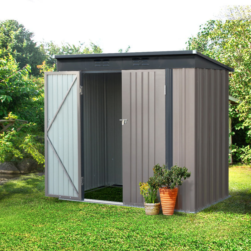 Garden Shed 1.95x1.31M Sheds Outdoor Storage Steel Workshop House Tool Double Door