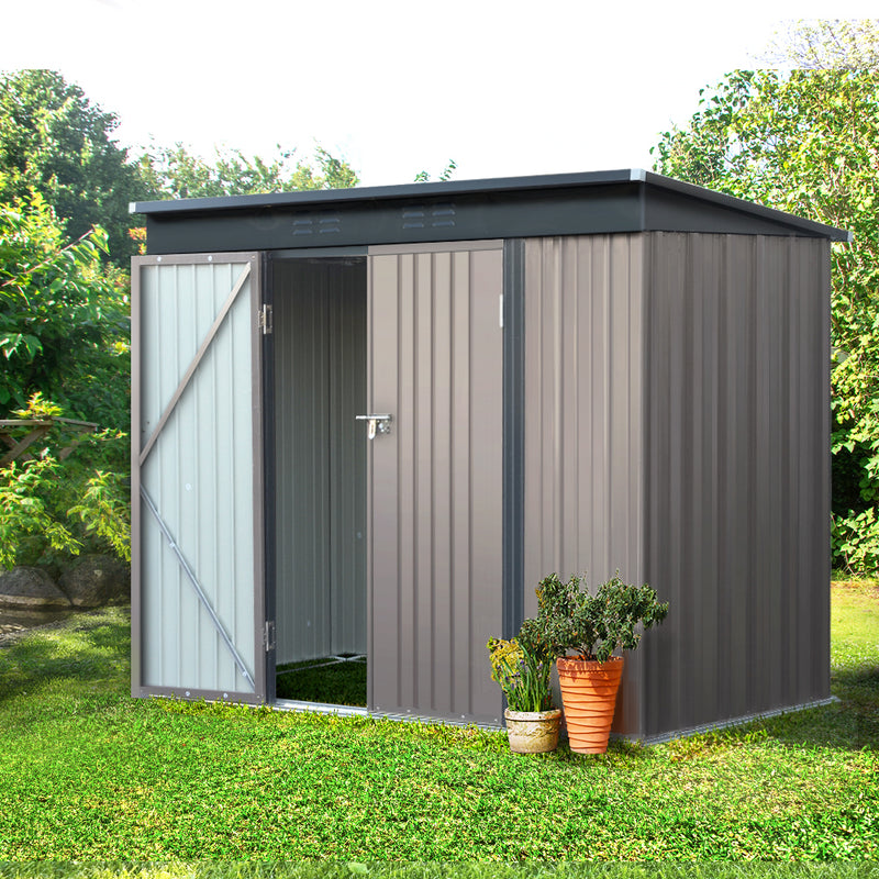 Garden Shed 2.31x1.31M Sheds Outdoor Storage Tool Metal Workshop Shelter Double Door