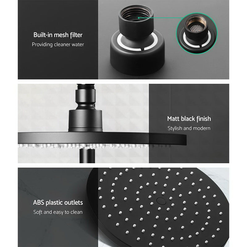 9'' Rain Shower Head Set Handheld Round High Pressure Mixer Tap Black