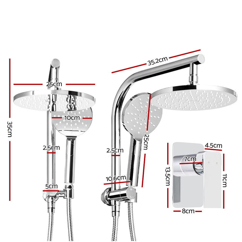 9'' Rain Shower Head Set Handheld Round High Pressure Mixer Tap Chrome