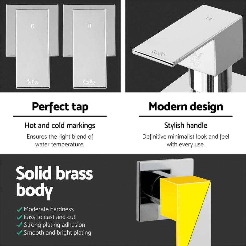 Shower Twins Tap Wall Bath Taps Brass Hot Cold Basin Bathroom Chrome