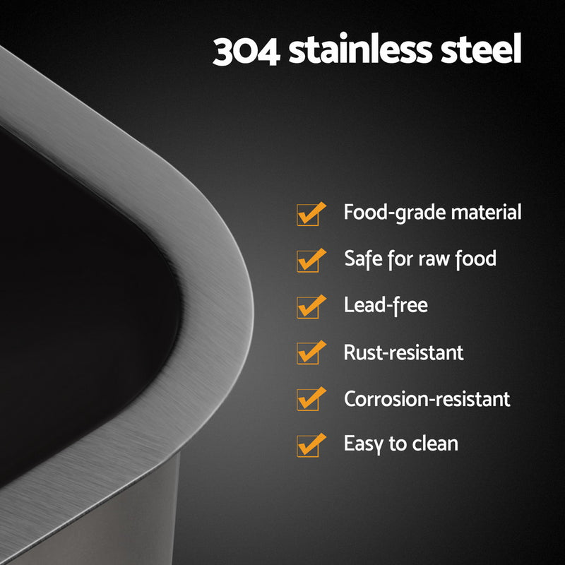 Kitchen Sink 30X36CM Stainless Steel Nano Basin Single Bowl Black