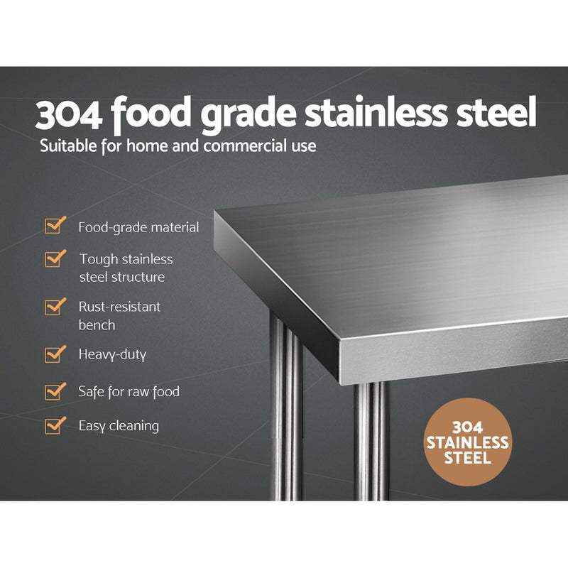 1219x610mm Stainless Steel Kitchen Bench 304