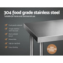 1829x610mm Stainless Steel Kitchen Bench 304