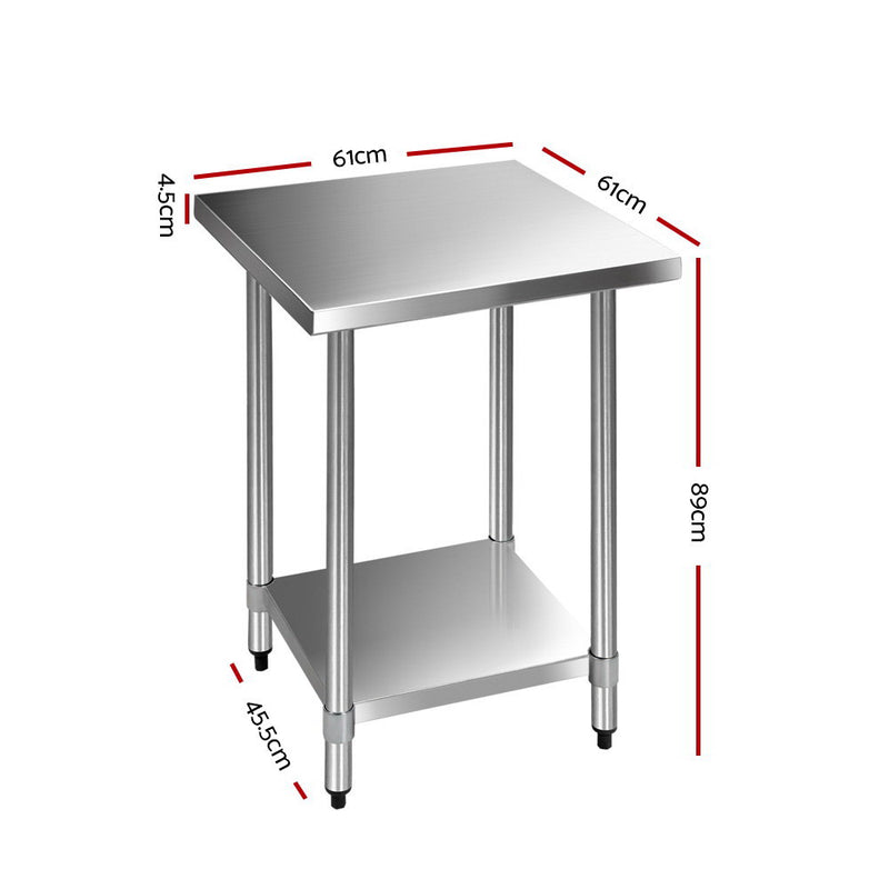 610x610mm Stainless Steel Kitchen Bench 430